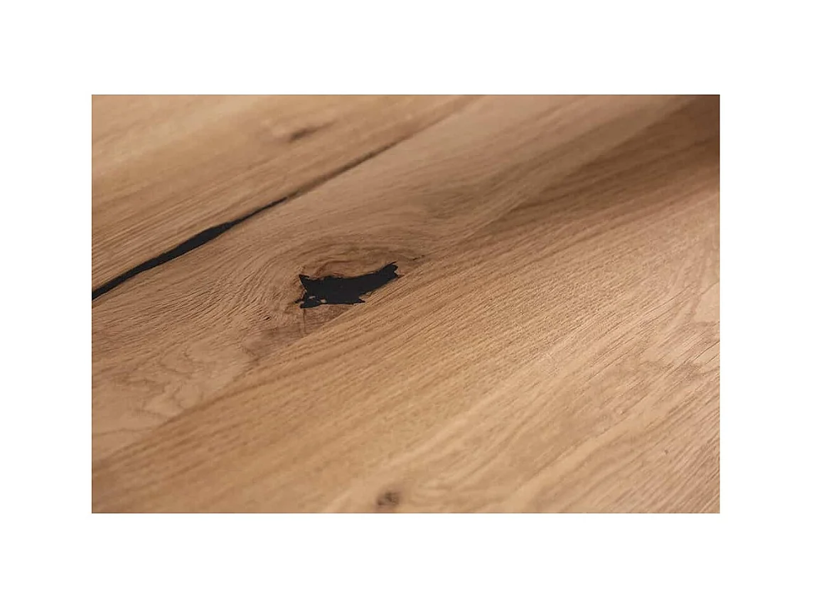 Table de salle à manger ZENTOR 200 cm – Plateau en chêne sauvage et pieds en métal noir – Style industriel haut de gamme