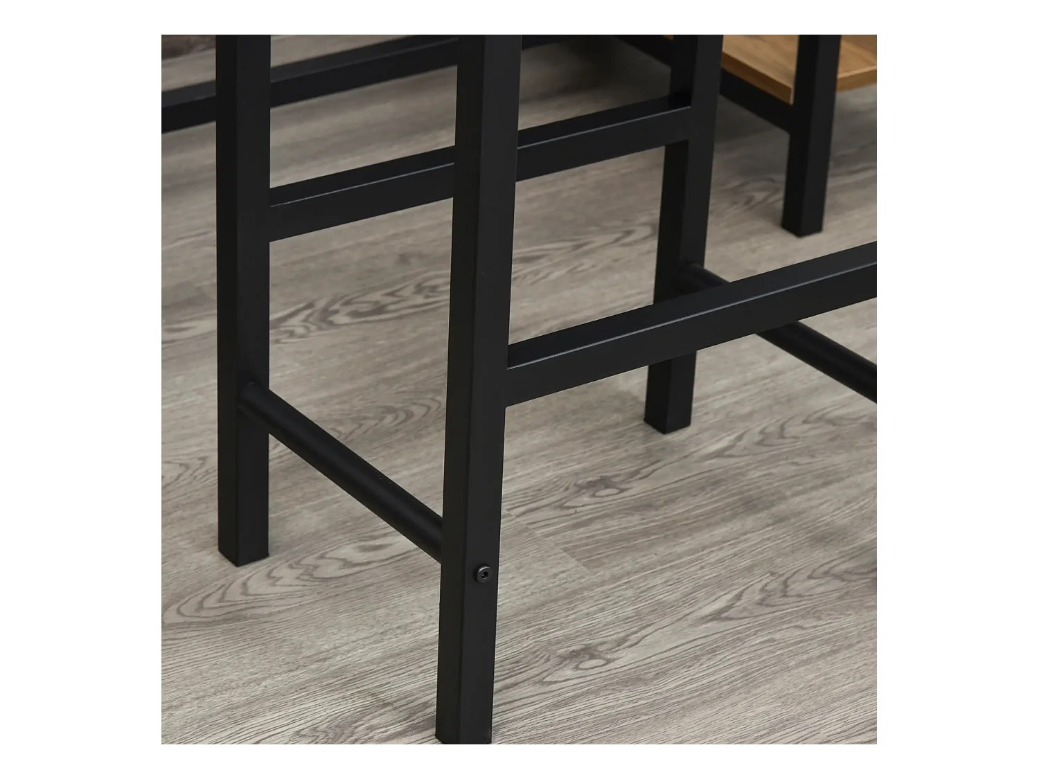 Bartisch-Set, Stehtisch mit 2 Barhockern, 3-teiliges Tischset Küchentresen mit Flaschenhalterung 108 x 60x 95H cm