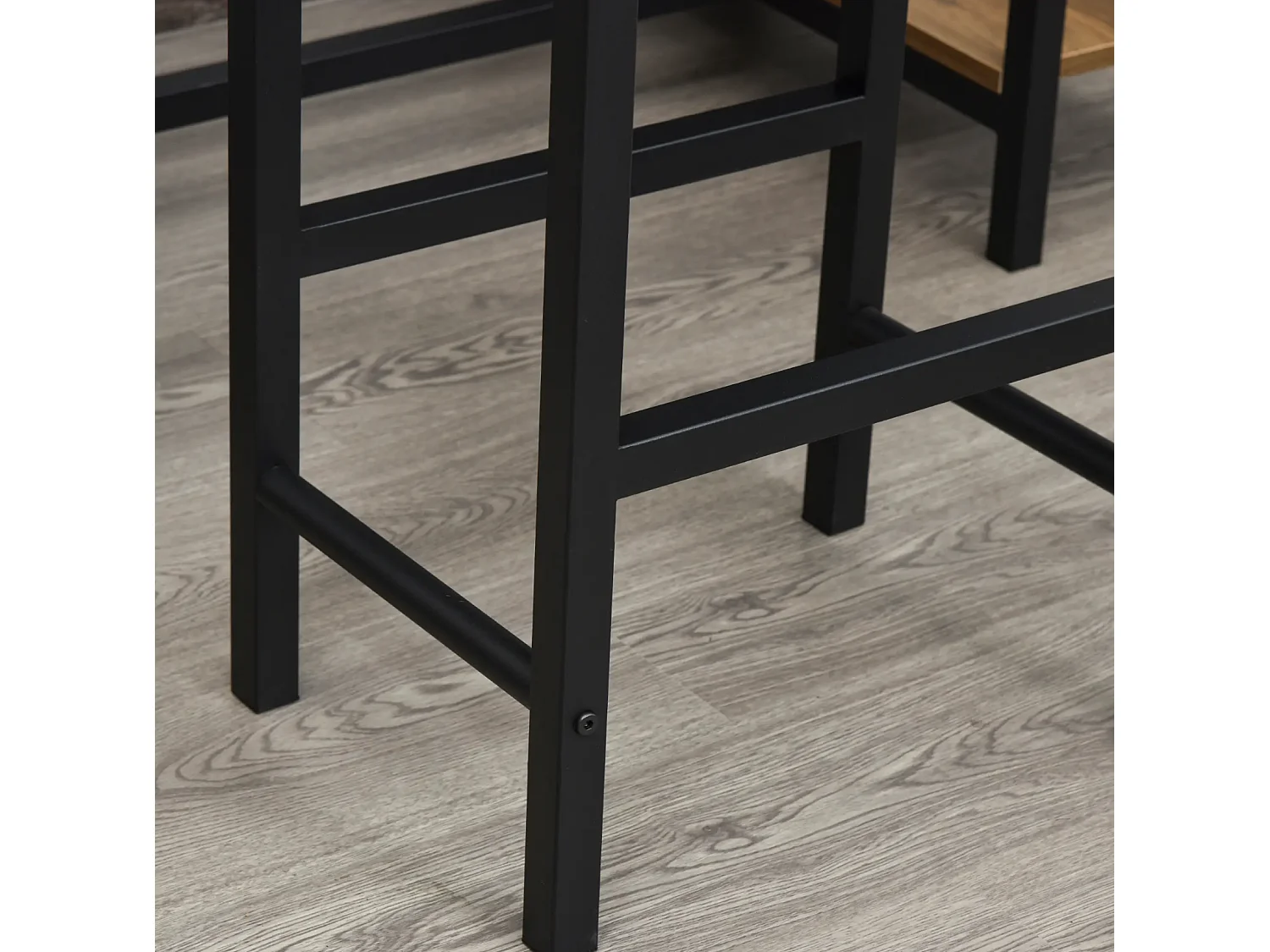 Bartisch-Set, Stehtisch mit 2 Barhockern, 3-teiliges Tischset Küchentresen mit Flaschenhalterung 108 x 60x 95H cm