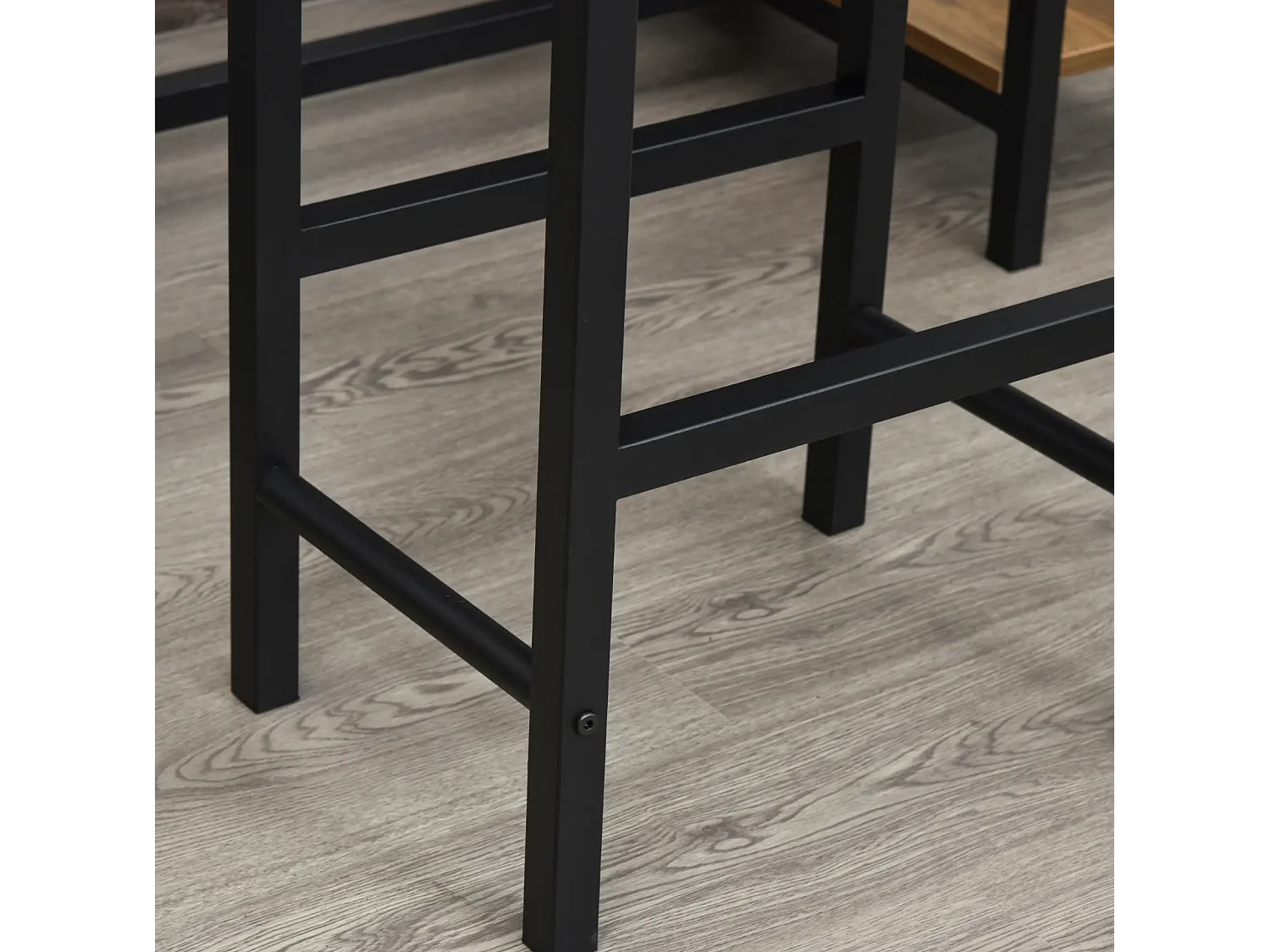 Bartisch-Set, Stehtisch mit 2 Barhockern, 3-teiliges Tischset Küchentresen mit Flaschenhalterung 108 x 60x 95H cm