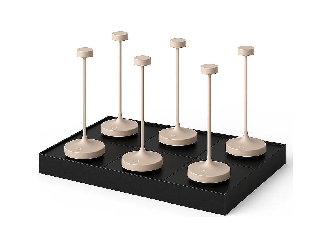 6 lampes avec plateau de chargement RUBY Crème Aluminium H25 cm