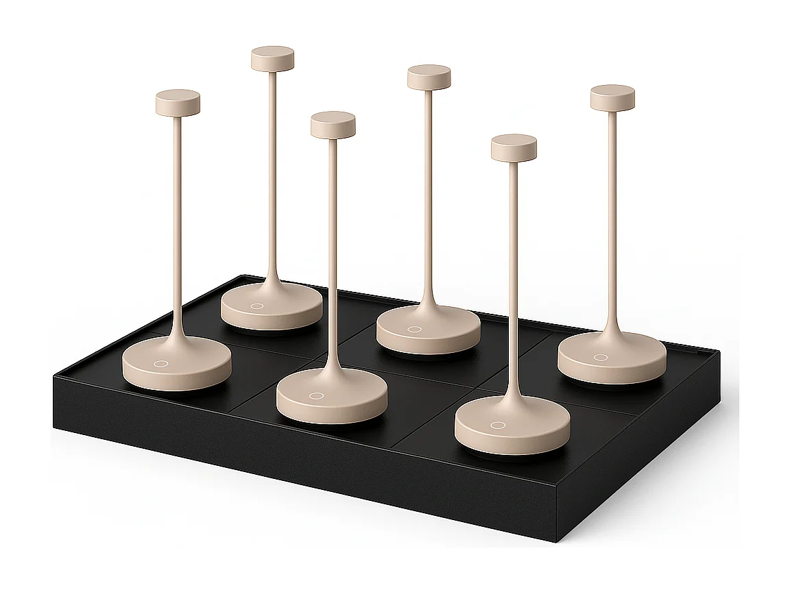 6 Lampes de table RUBY Sable H25cm + base de chargement