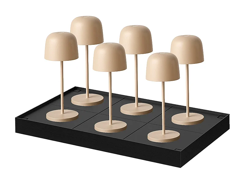 6 lampes avec plateau de chargement SOPHIA Crème Aluminium H20CM