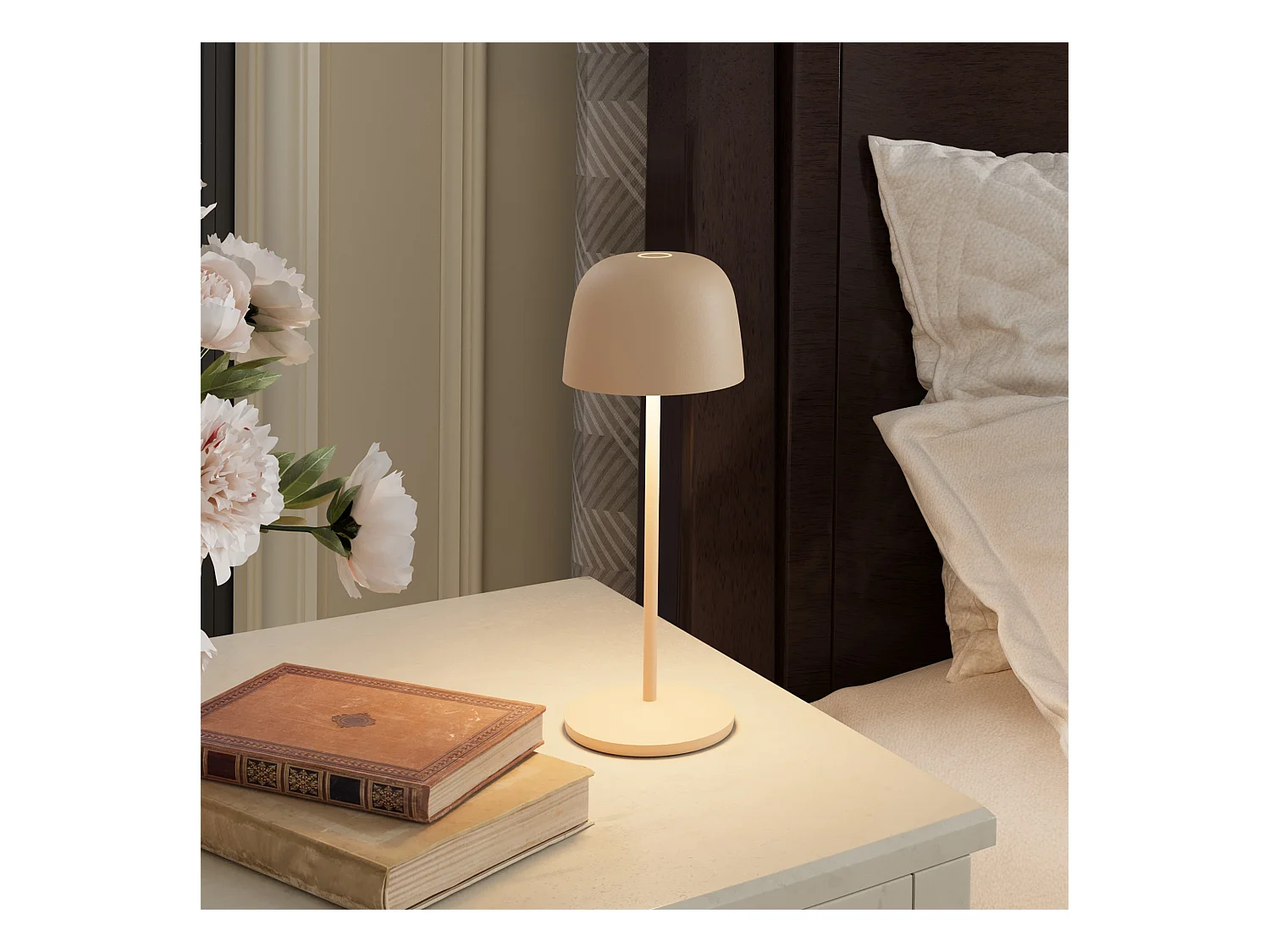 6 lampes avec plateau de chargement SOPHIA Crème Aluminium H20CM