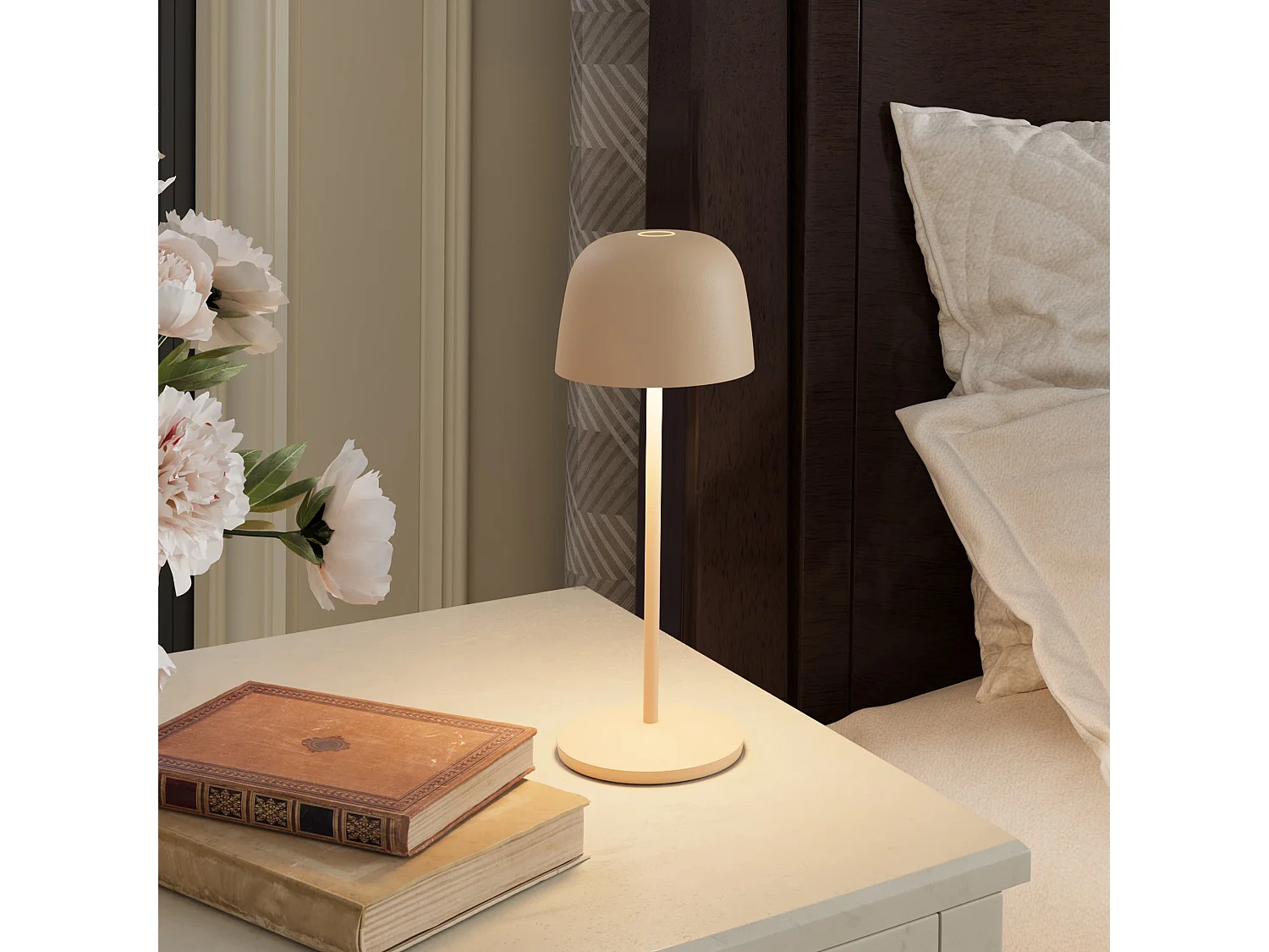 6 Lampes de table SOPHIA Sable + base de chargement