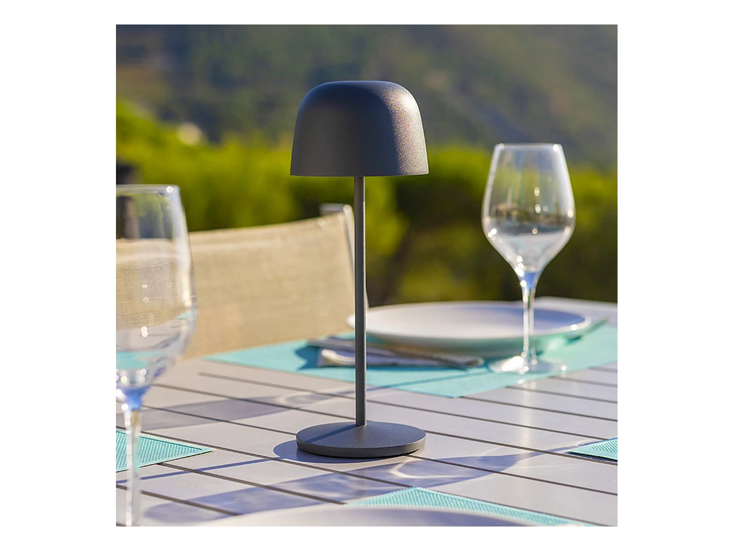 6 lampes avec plateau de chargement SOPHIA Gris anthracite Aluminium H20CM