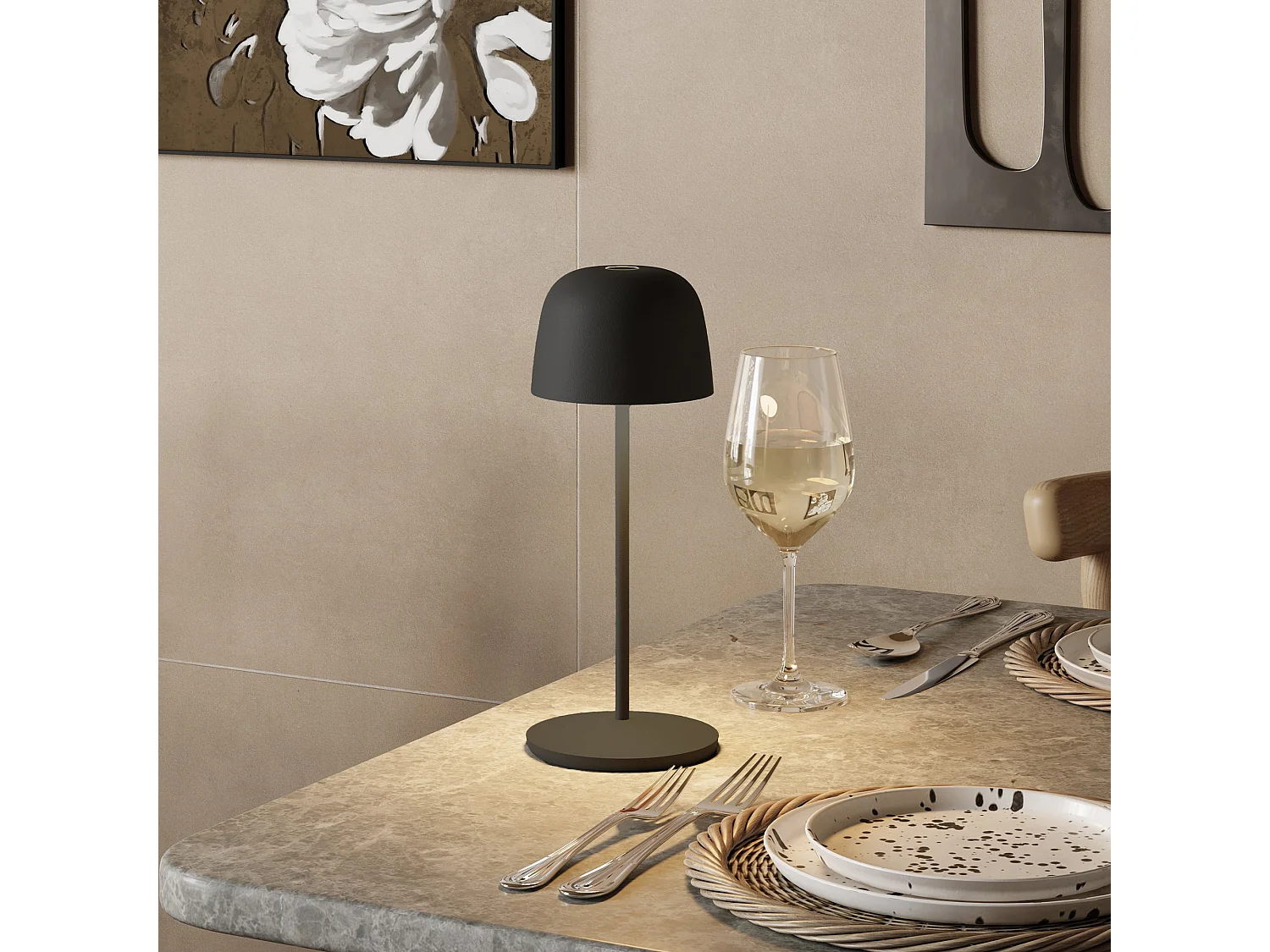 6 Lampes de table SOPHIA Gris + base de chargement