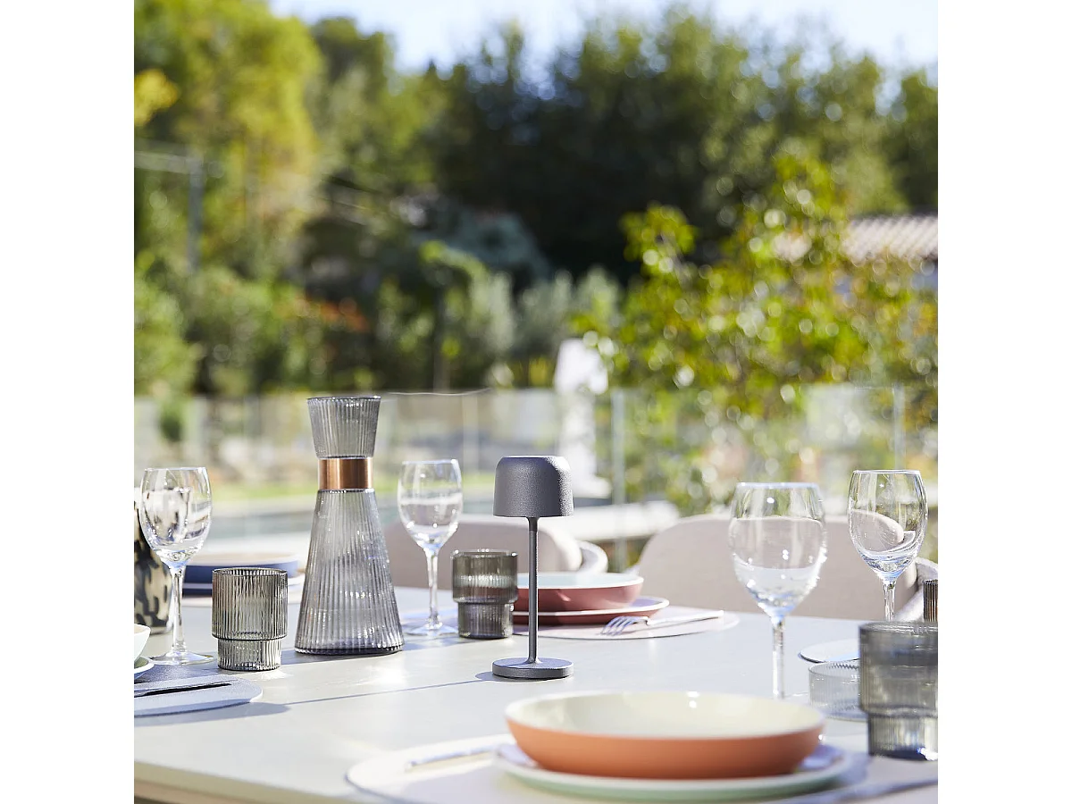 6 Lampes de table SOPHIA Gris + base de chargement