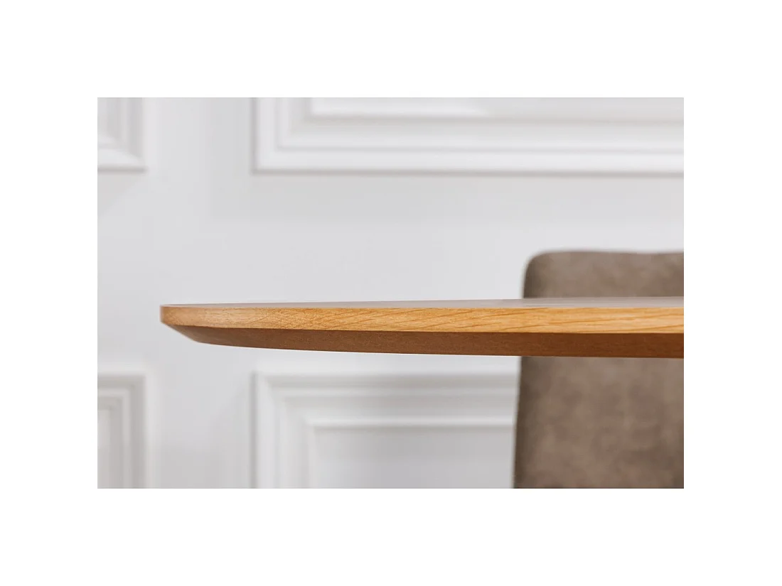 Table KANOVA 140 cm – Plateau rond en chêne clair et pied central design – Style contemporain