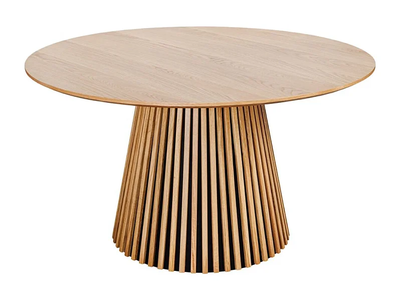Table KANOVA 140 cm – Plateau rond en chêne clair et pied central design – Style contemporain