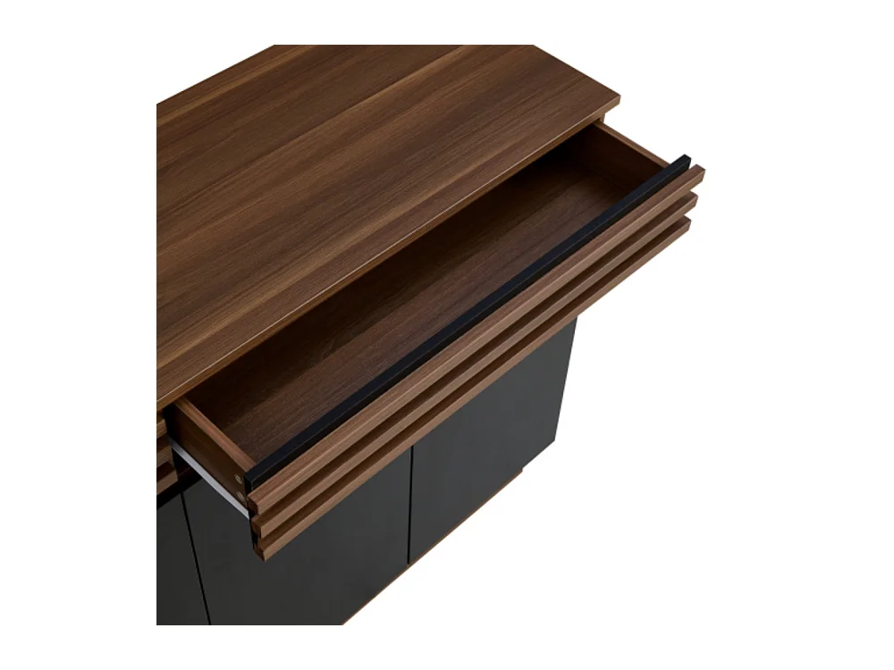 Sideboard Holzoptik mit Türen, Kommode mit 2 Schubladen & 4 Türen, für Wohnzimmer, Esszimmer & Küche 150 x 40 x 85 cm