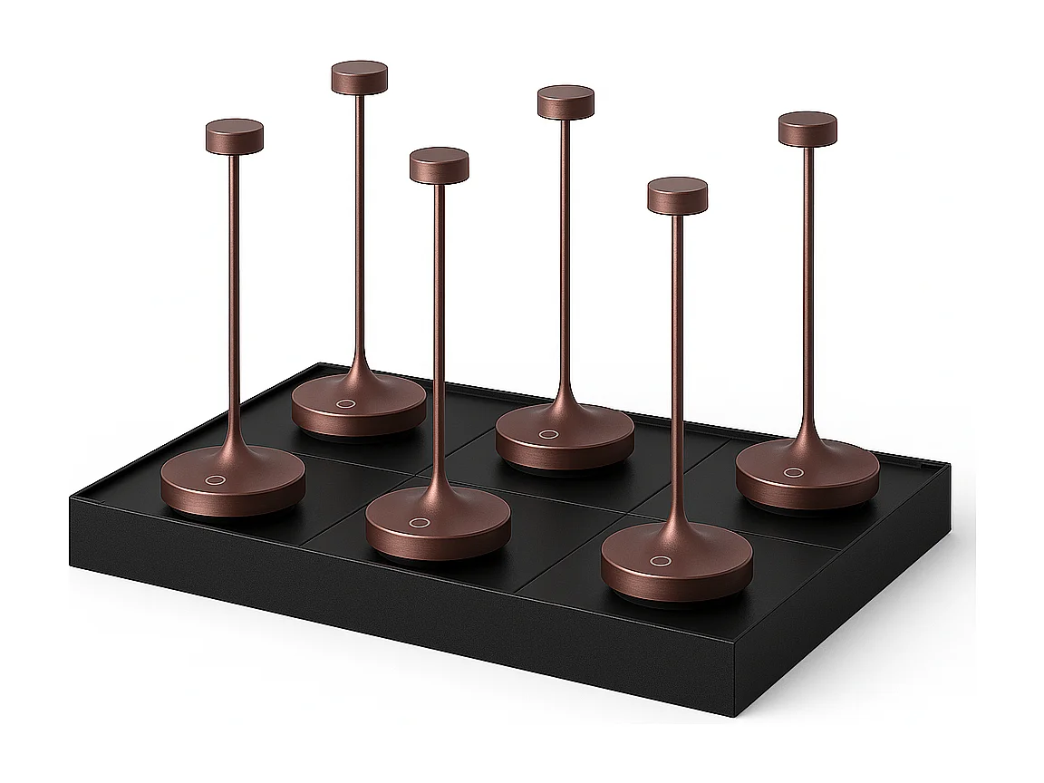6 Lampes de table RUBY Cuivre H25cm + base de chargement