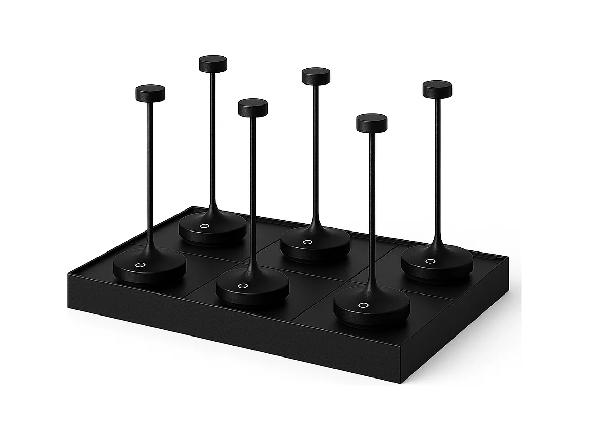 6 lampes avec plateau de chargement RUBY Noir Aluminium H25 cm