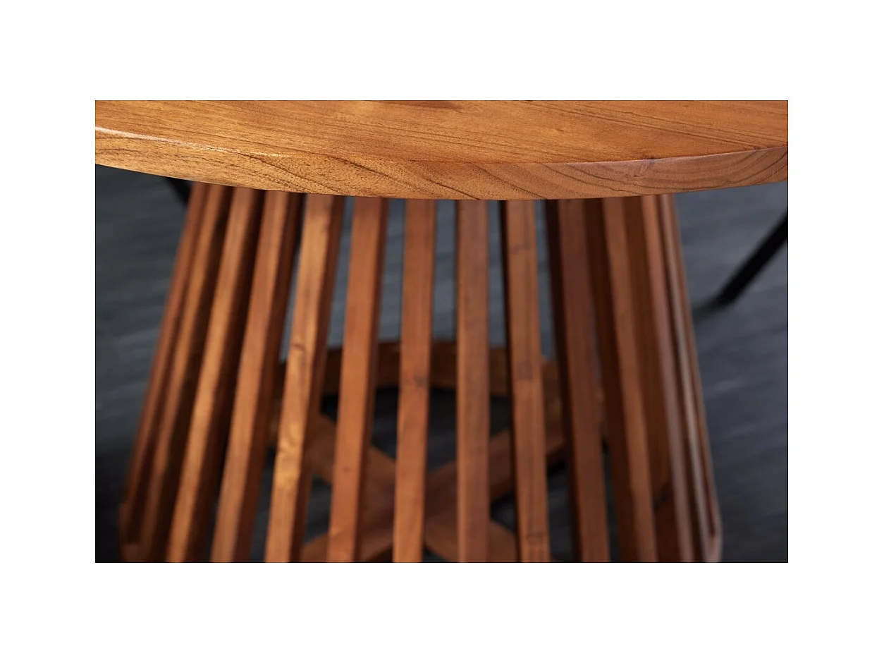 Table de salle à manger TALMA 130 cm – Plateau rond en acacia verni – Esprit rustique et chaleureux
