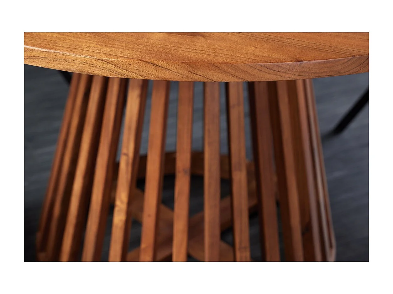 Table de salle à manger TALMA 130 cm – Plateau rond en acacia verni – Esprit rustique et chaleureux