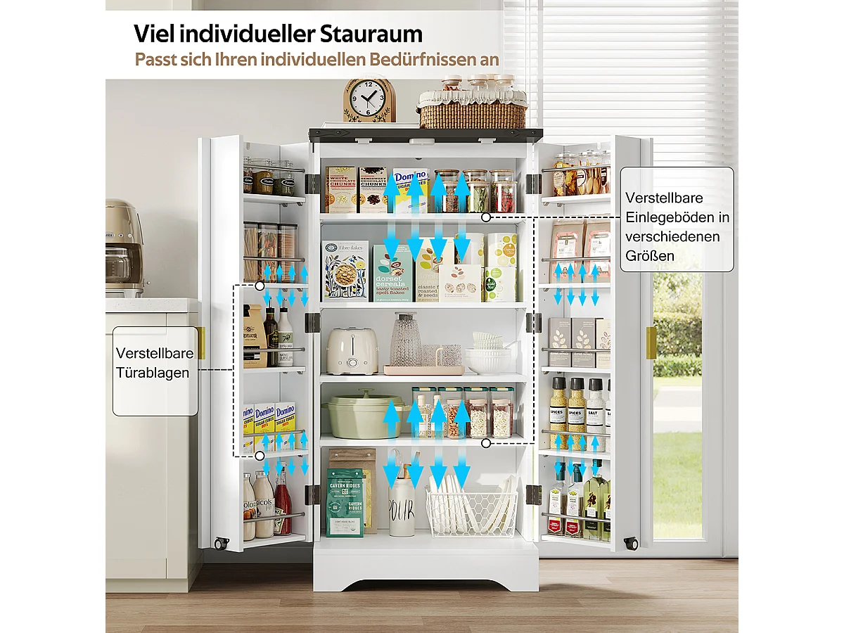 Küchenschrank mit LED-Sensorlicht und Gewürzregal Buffetschrank Sideboard 120 x 60,5 x 40 cm Weiß