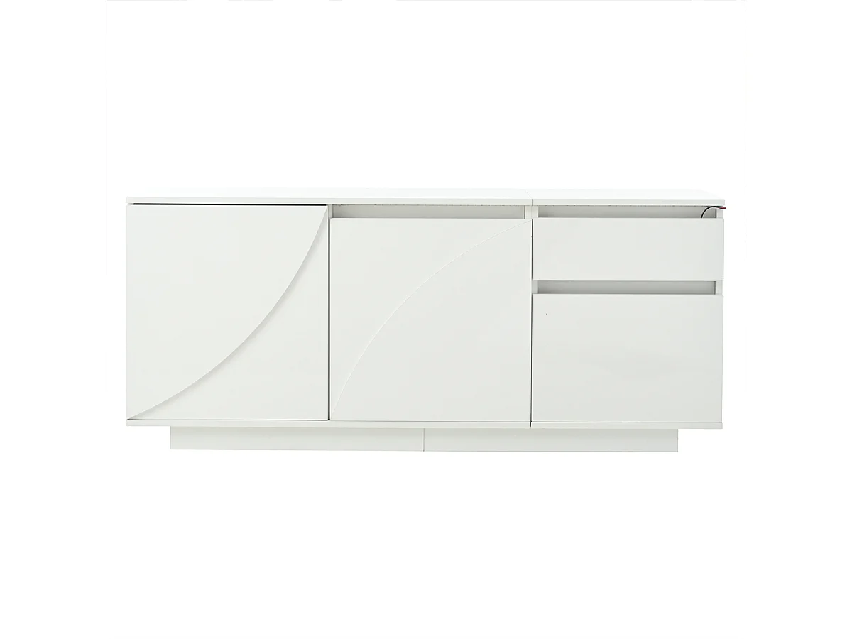 Sideboard mit LED und Verstellbaren Einlegeböden Aufbewahrungsschrank Wohnzimmerschrank 140*40*60cm Weiß