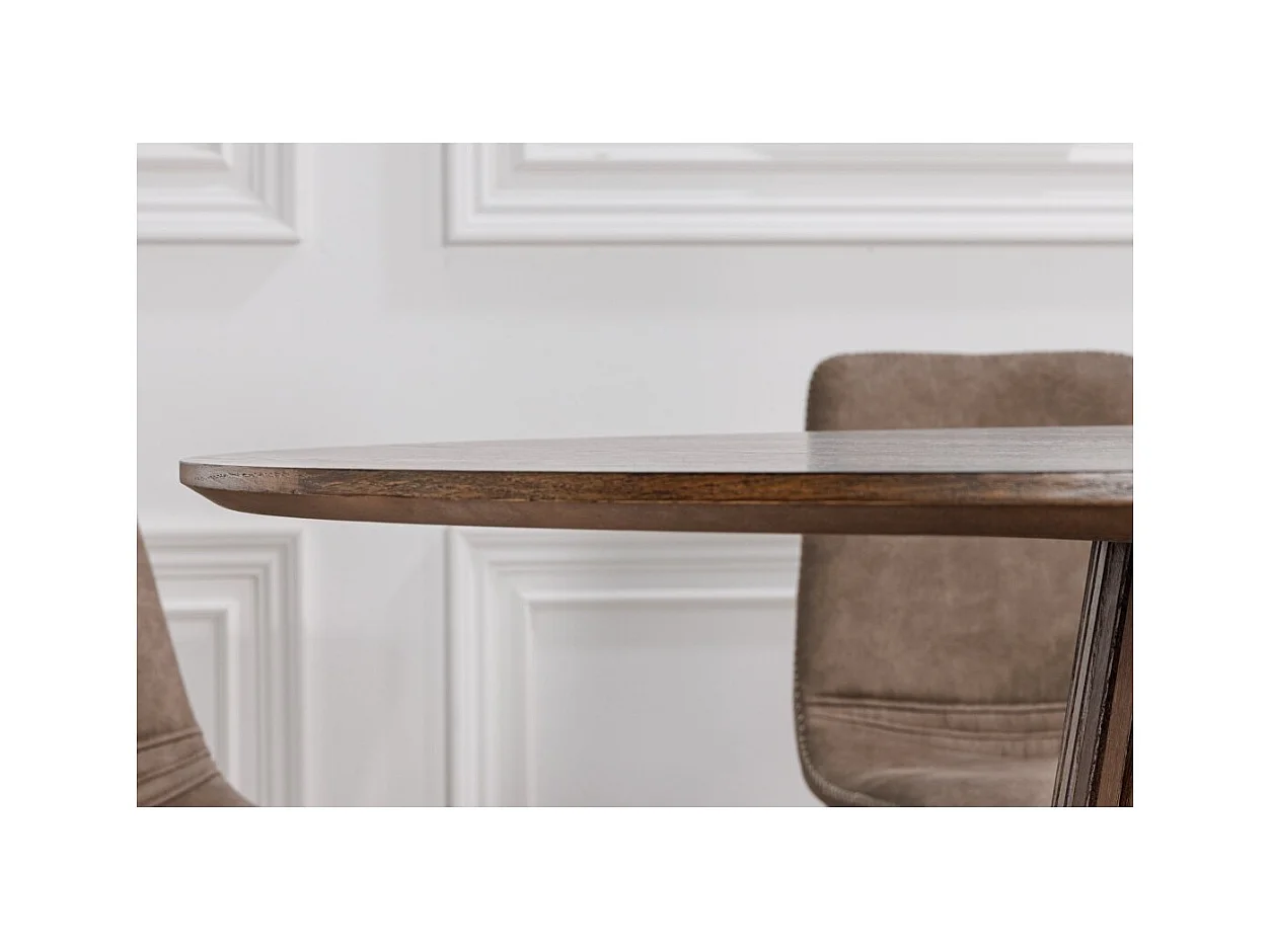 Table de salle à manger KANOVA 120 cm – Plateau rond en chêne foncé et pied central design – Style contemporain