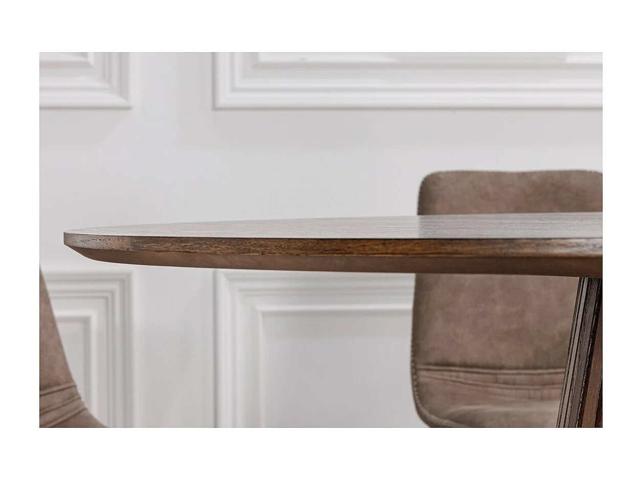 Table de salle à manger KANOVA 120 cm – Plateau rond en chêne foncé et pied central design – Style contemporain