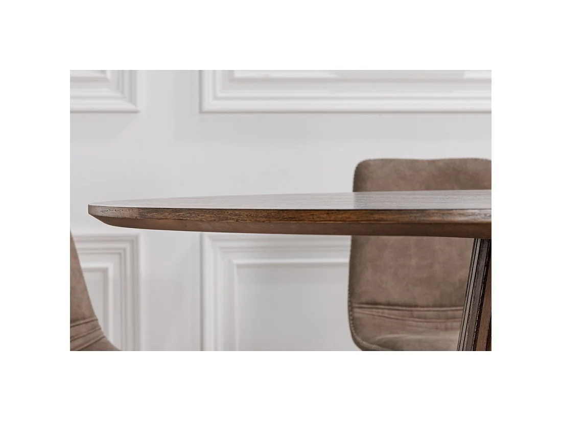 Table de salle à manger KANOVA 120 cm – Plateau rond en chêne foncé et pied central design – Style contemporain