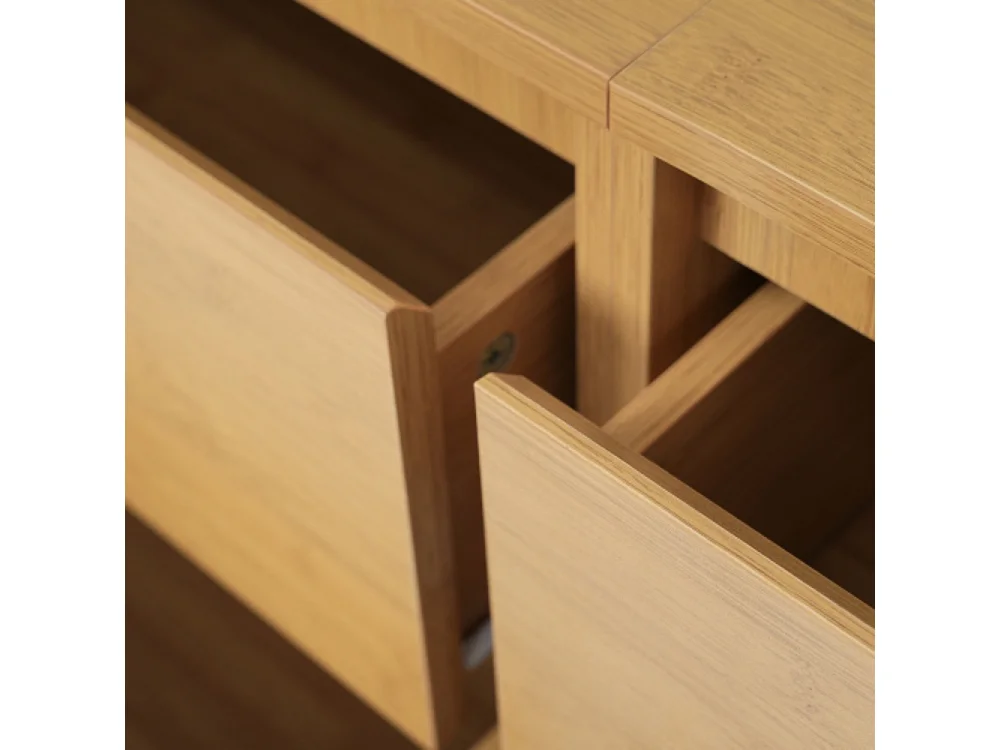 Kommode, Sideboard, 6 Schubladen & offene Regale, Höhenverstellbare Füße, Wohnzimmerunterschrank H75/B160/T40 cm