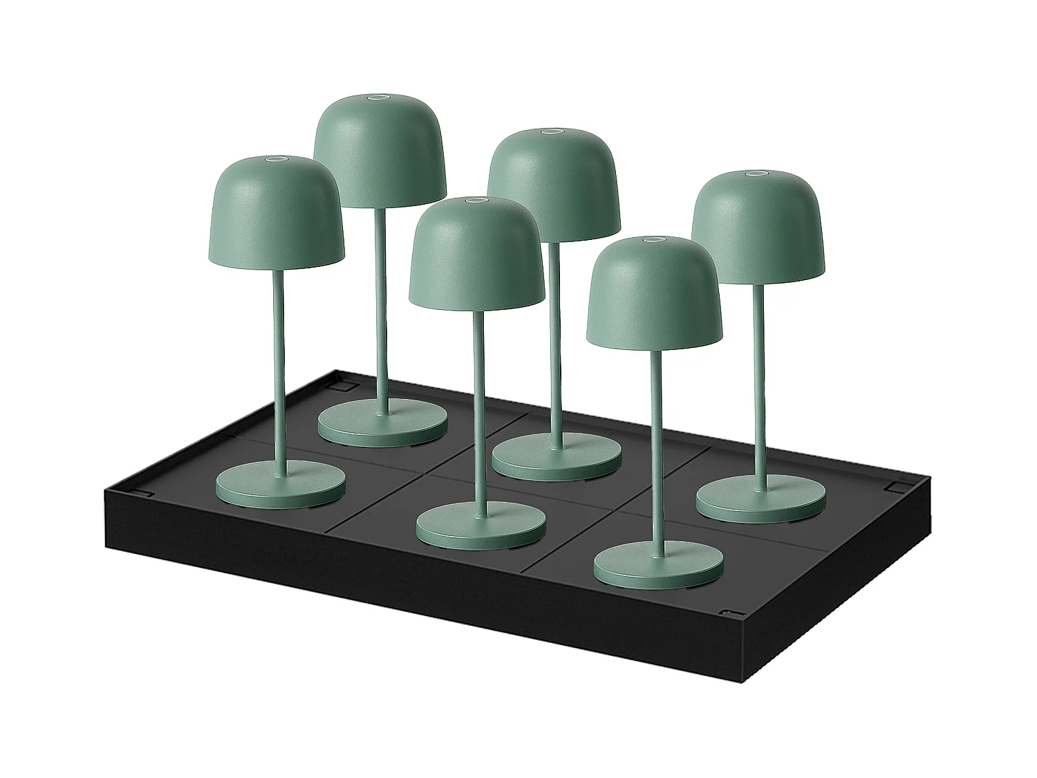 6 lampes avec plateau de chargement SOPHIA Vert olive Aluminium H28cm