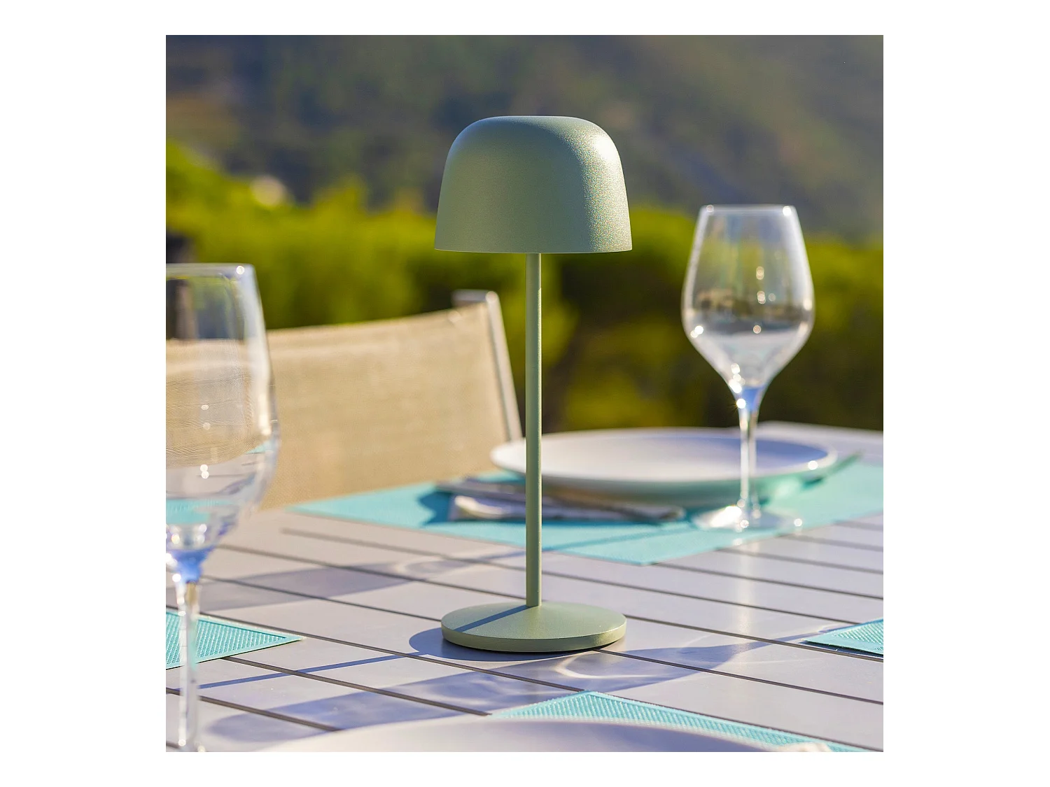 6 lampes avec plateau de chargement SOPHIA Vert olive Aluminium H28cm