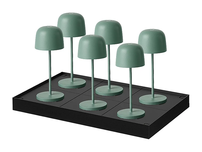6 lampes avec plateau de chargement SOPHIA Vert olive Aluminium H28cm