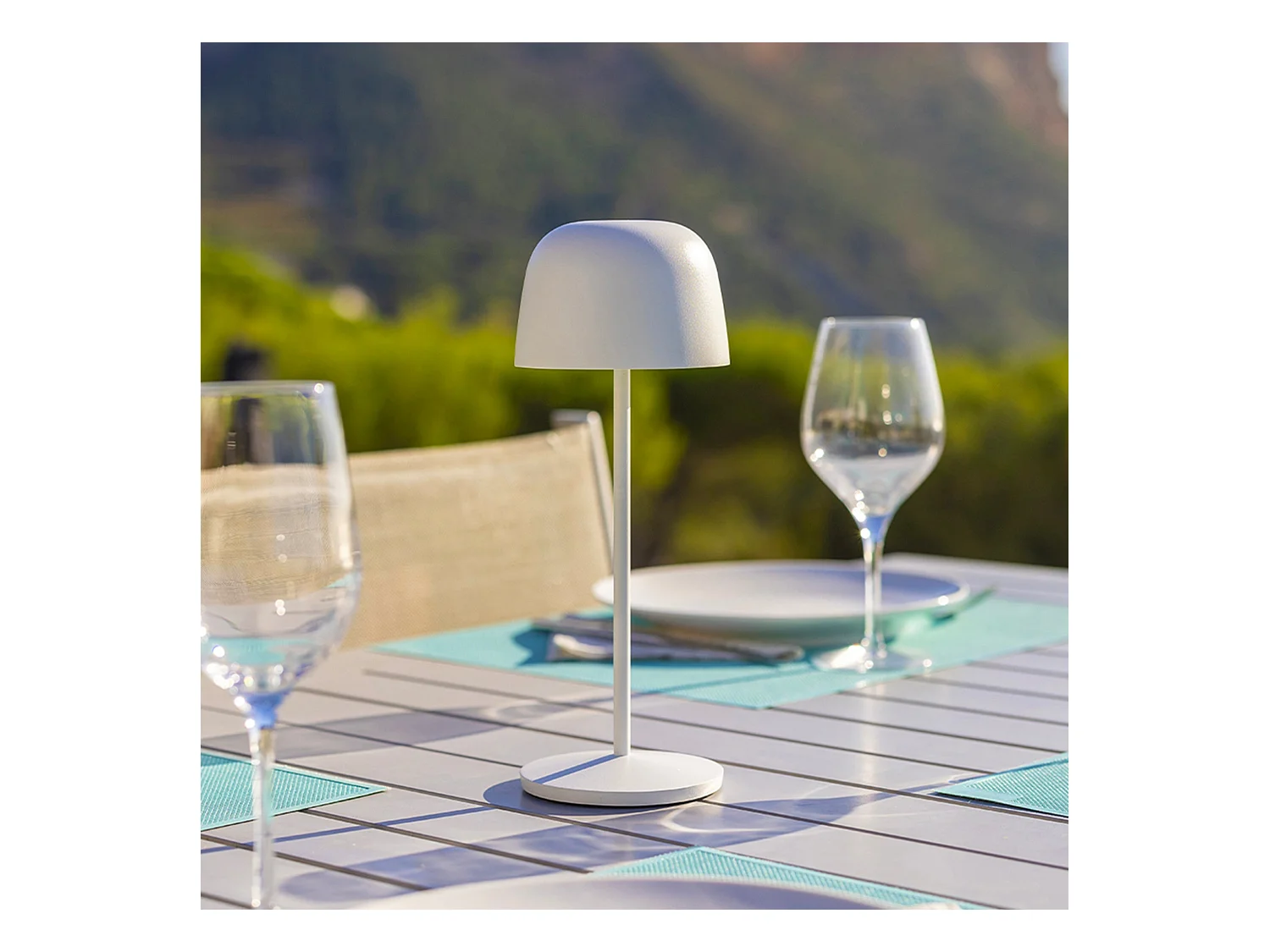 6 lampes avec plateau de chargement SOPHIA Blanc Aluminium H20CM