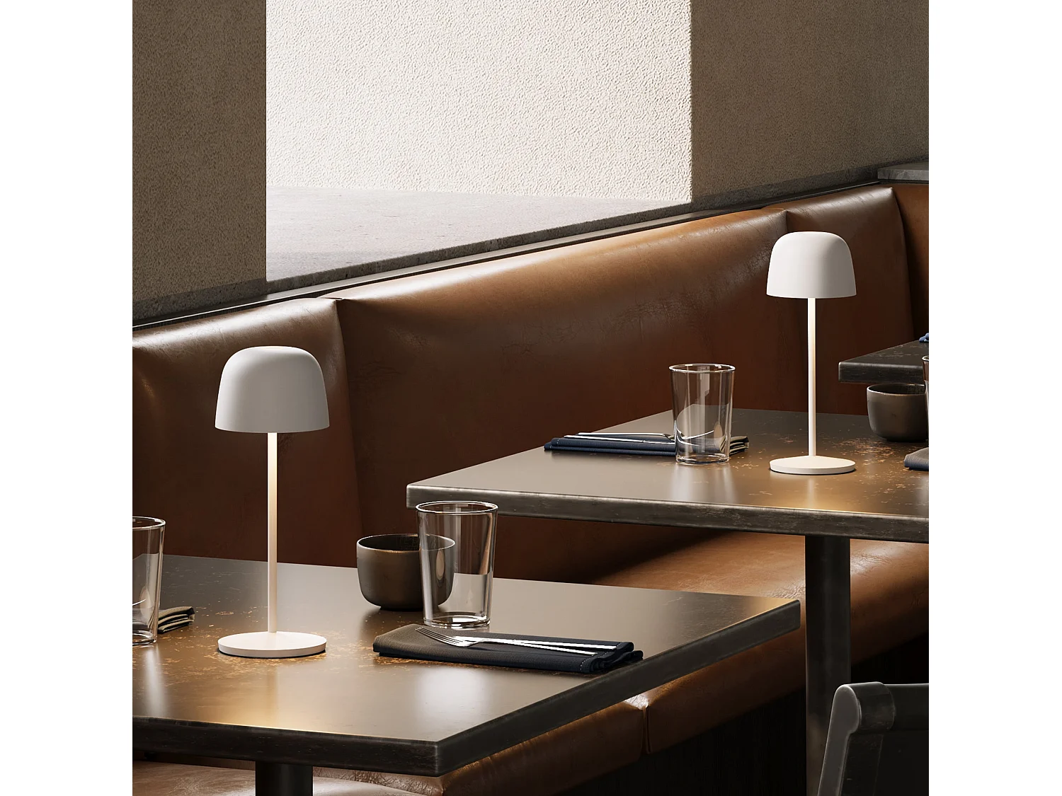6 Lampes de table SOPHIA Blanc + base de chargement