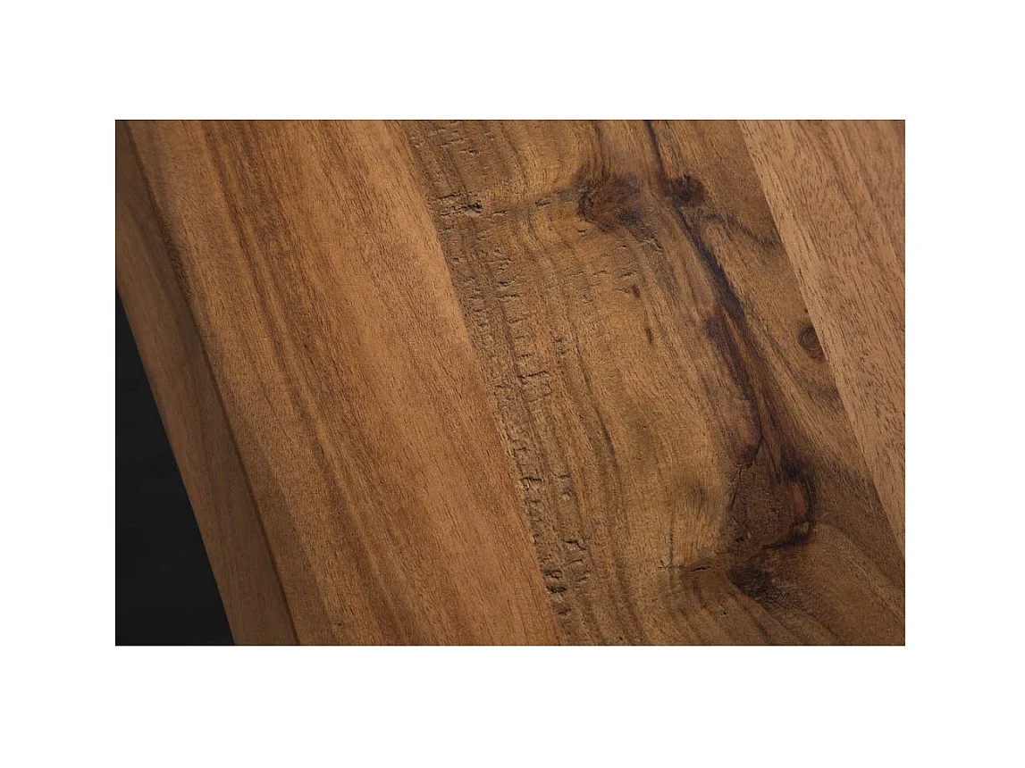 Table ARKAYA 160 cm – Plateau en bois d'acacia sauvage verni et pieds en métal noir en U – Style industriel