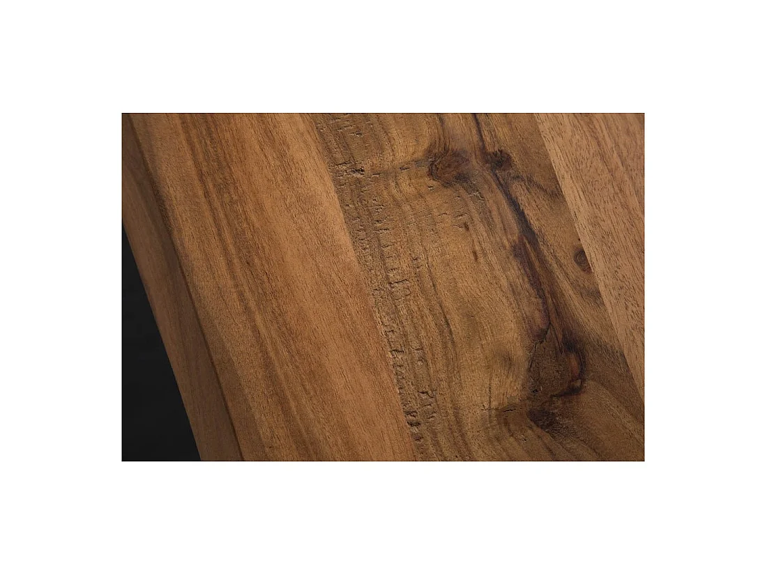 ARKAYA tafel 160 cm Gelakt wild acaciahouten blad Zwarte metalen U-poten Industriële stijl