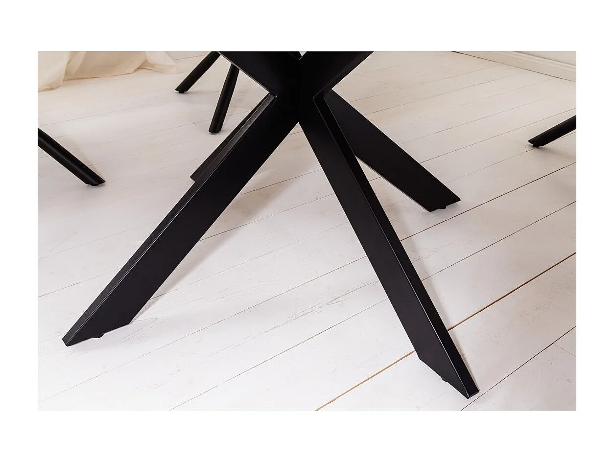 Table de salle à manger SOLARA 130 cm – Plateau rond en acacia massif et pieds métal noir – Style industriel chic