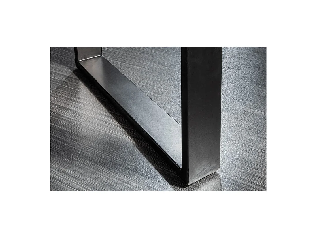 Eettafel ARKAYA 140 cm - Blad van gelakt massief acaciahout en U-vormige zwarte metalen poten - Industriële stijl