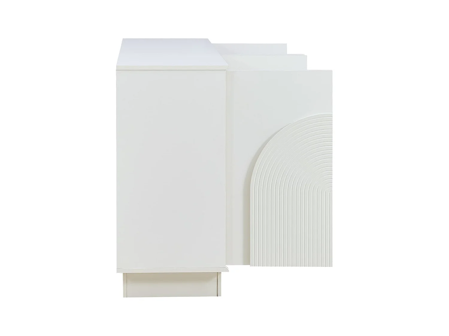 Moderner weißer Sideboard mit gewölbten Türen–4-Türiger Aufbewahrungsschrank,MDF-Konstruktion mit matter Oberfläche,funktionale Aufbewahrungslösung