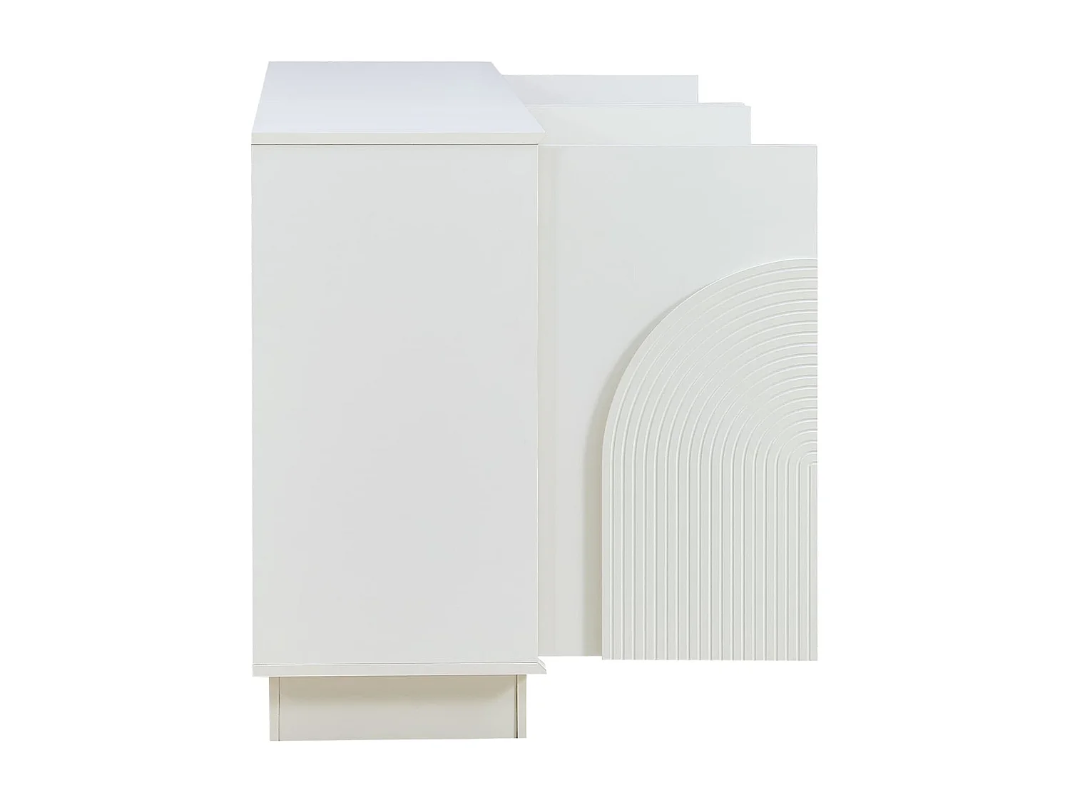 Moderner weißer Sideboard mit gewölbten Türen–4-Türiger Aufbewahrungsschrank,MDF-Konstruktion mit matter Oberfläche,funktionale Aufbewahrungslösung