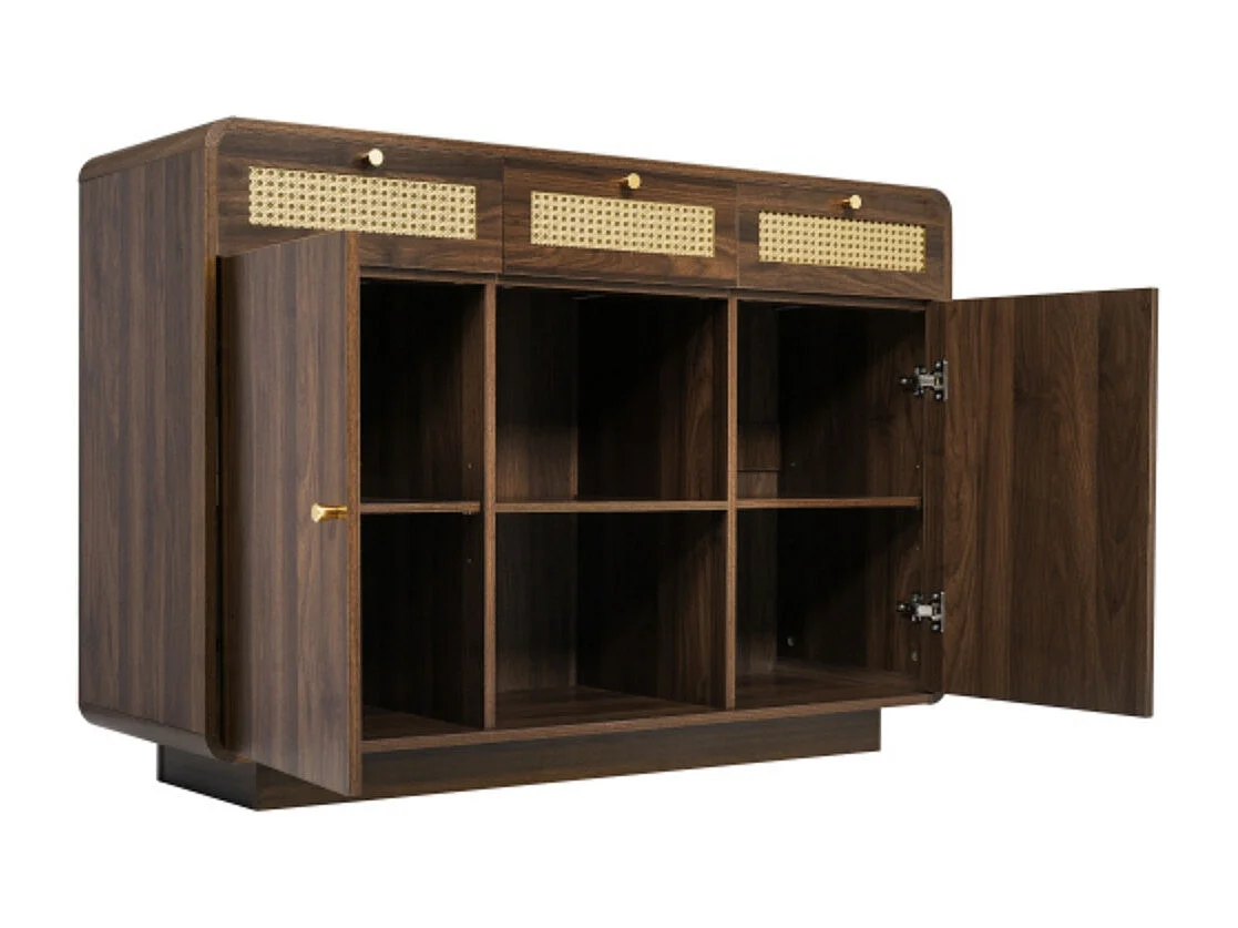 Kommode, Sideboard, Schubladenschrank 3 Schubladen + 2 Schränke + offenes Regal, Höhenverstellbare Einlegeböden, H85/B120/T40 cm