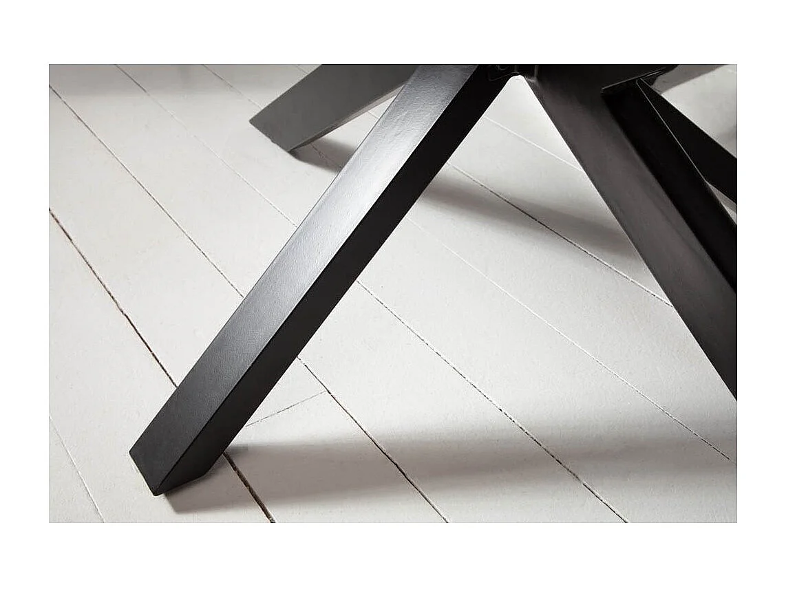 Table SOLARA 200 cm – Plateau en bois de Sheesham verni et pieds en métal noir – Style industriel