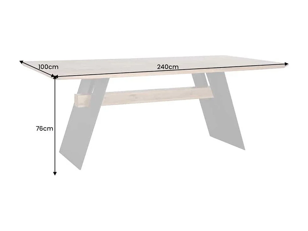 Table de salle à manger ZENTOR 240 cm – Plateau en chêne sauvage huilé et pieds métal noir – Esprit industriel élégant