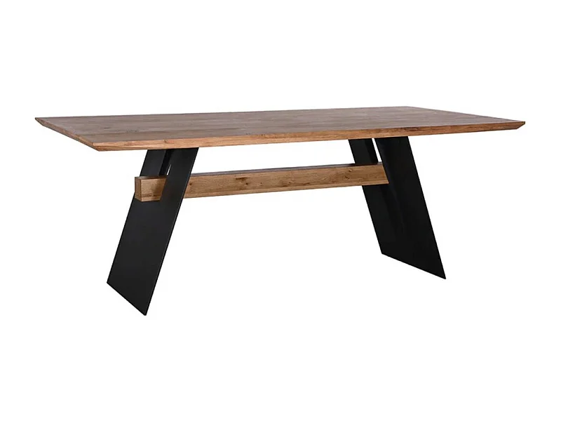 Table de salle à manger ZENTOR 240 cm – Plateau en chêne sauvage huilé et pieds métal noir – Esprit industriel élégant