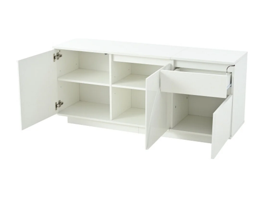 Sideboard, Seitenschrank mit 3 Schränken,kommode mit LED,Schränke mit verstellbaren Einlegeböden,Hochglanz-Wohnzimmerschrank,140*40*60cm