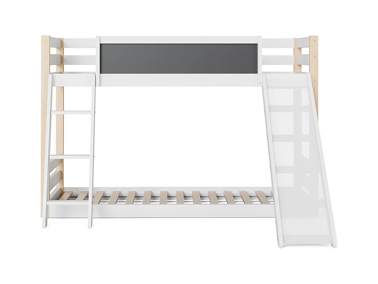 Kinderbett mit Rutsche & Treppe Etagenbett Jugendbett Kinder-Familienbett für 90×200 & 90×190 cm Matratzen Weiß