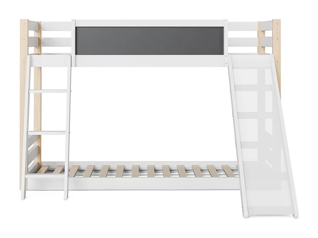 Kinderbett mit Rutsche & Treppe Etagenbett Jugendbett Kinder-Familienbett für 90×200 & 90×190 cm Matratzen Weiß
