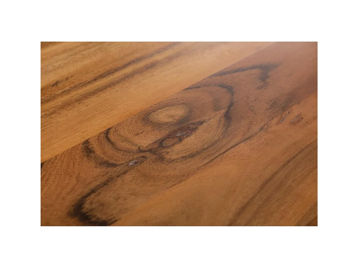 Table de salle à manger ARKAYA 180 cm – Plateau en bois d'acacia sauvage verni et pieds en métal noir en U – Style industriel