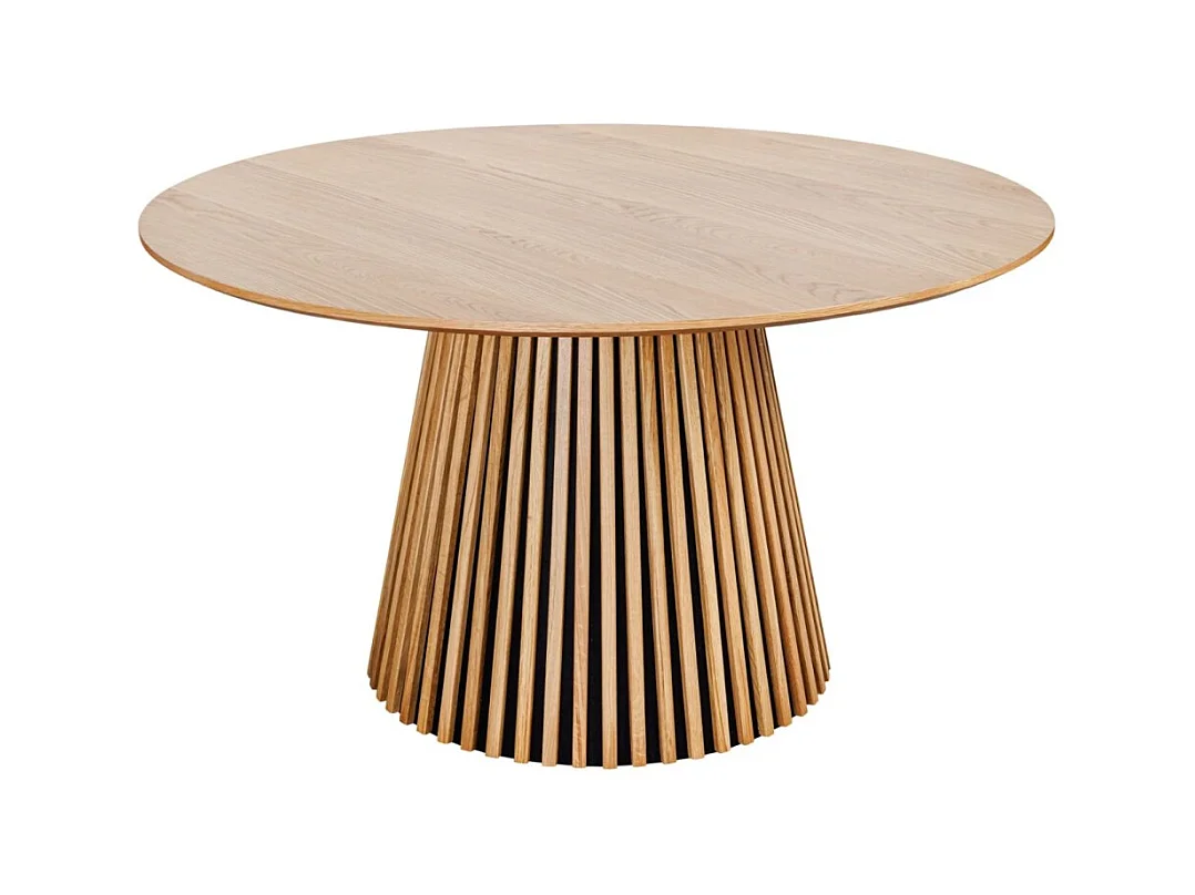 Table de salle à manger KANOVA 120 cm – Plateau rond en chêne clair et pied central design – Style contemporain
