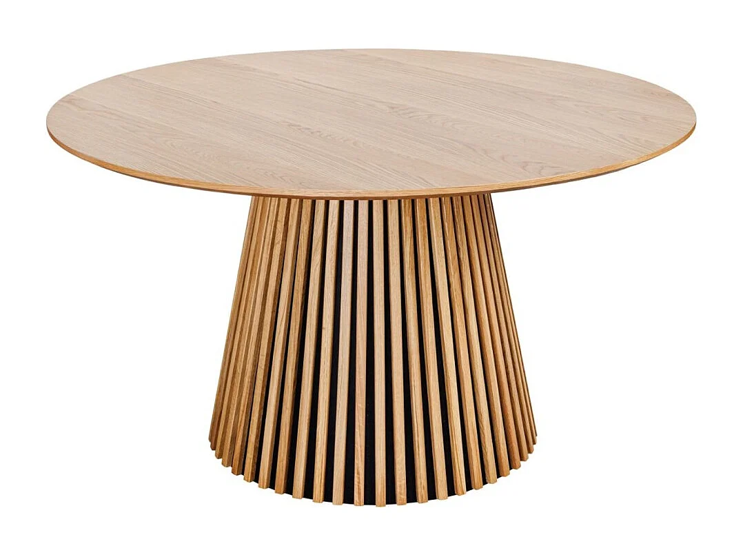 Table de salle à manger KANOVA 120 cm – Plateau rond en chêne clair et pied central design – Style contemporain