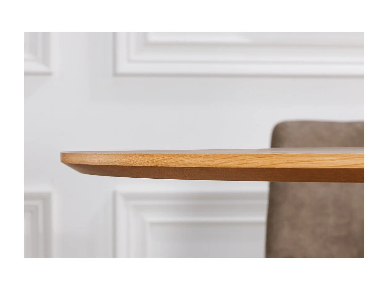 Table de salle à manger KANOVA 120 cm – Plateau rond en chêne clair et pied central design – Style contemporain