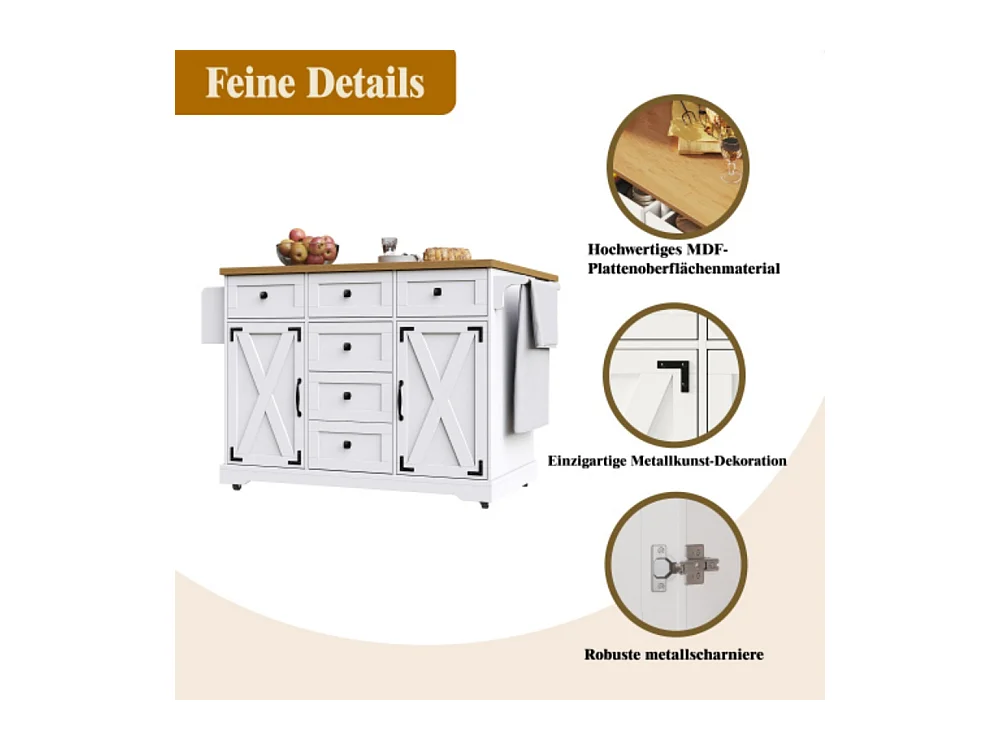 Kücheninsel, Servierwagen mit Stauraum, Mobiler Buffetschrank, Küchenwagen für Küche