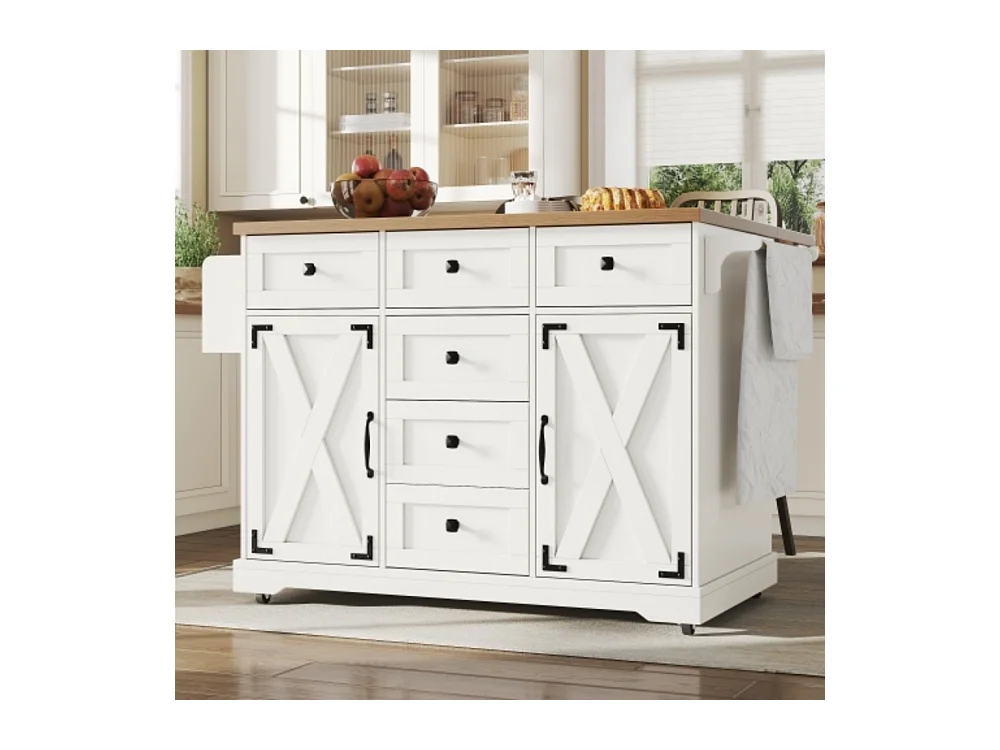 Kücheninsel, Servierwagen mit Stauraum, Mobiler Buffetschrank, Küchenwagen für Küche