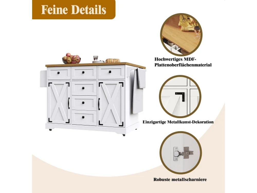 Kücheninsel, Servierwagen mit Stauraum, Mobiler Buffetschrank, Küchenwagen für Küche